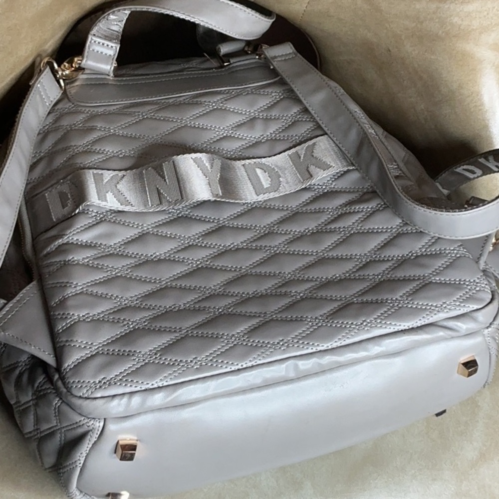 Dkny Quilted Silver Backpack - image 3